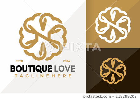 N Letter Boutique Heart Logo Icon Vector Design. Creative simple logos designs illustration 119299202
