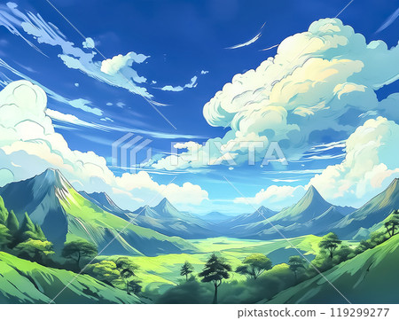 Image material of a landscape with plateaus and clouds 119299277