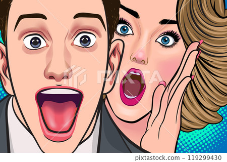 Woman whispering gossip or secret to her friend surprise In Retro Vintage Pop Art Comic 119299430