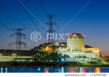 Night view of Kansai Electric Power's Mihama Power Station Night view of Kansai Electric Power's Mihama Power Station 119299496