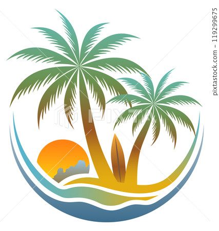 palm tree tropical locotype for your business vvector illustration 119299675