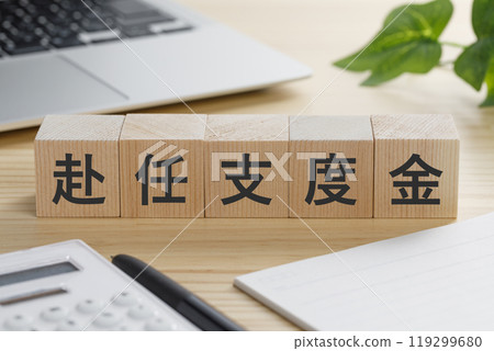 一塊積木，上面寫著“新任務的準備金” 119299680