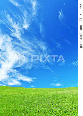 秋天的藍天和美麗的草原風光 秋天的藍天和美麗的草原風光 119300266