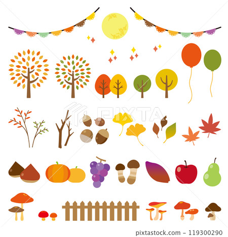 Colorful and cute autumn material set 119300290
