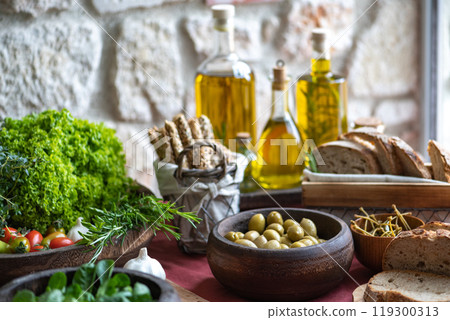organic whole grain bread on a cutting board organic whole grain bread on a cutting board 119300313