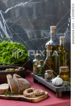 organic whole grain bread on a cutting board organic whole grain bread on a cutting board 119300315
