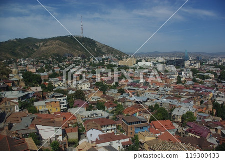 Old town Tbilisi city panorama, Georgia. Landmarks and famous places. Old town Tbilisi city panorama, Georgia. Landmarks and famous places. 119300433