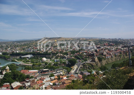 Old town Tbilisi city panorama, Georgia. Landmarks and famous places. Old town Tbilisi city panorama, Georgia. Landmarks and famous places. 119300458