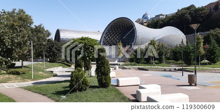 Concert Hall Old town Tbilisi city panorama, Georgia. Landmarks and famous places 119300609