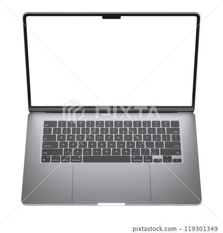 Modern laptop computer showing blank screen 119301349