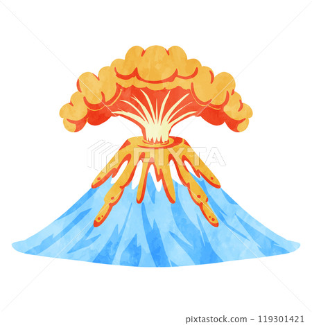 Simple Mt. Fuji eruption watercolor illustration 119301421