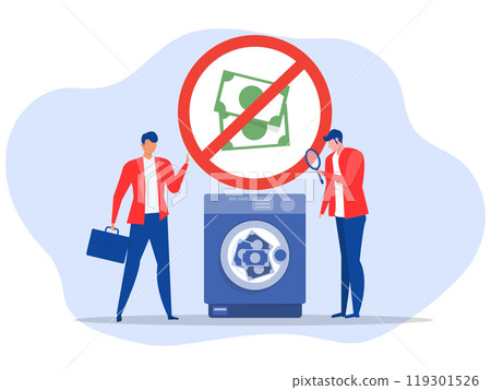 Anti Money Laundering acronym or Aml or Against Money Laundering, Cartoon People Vector Illustration Anti Money Laundering acronym or Aml or Against Money Laundering, Cartoon People Vector Illustration 119301526