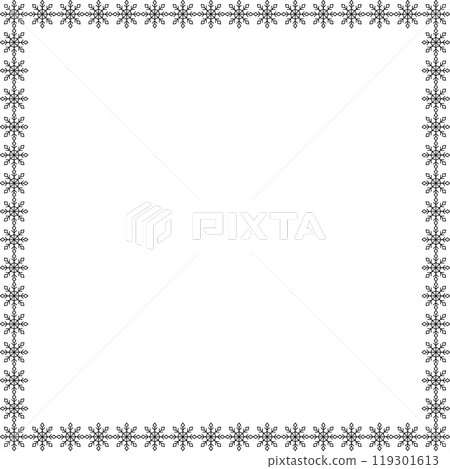 Snowflake square frame. Winter snowflake round border. 119301613