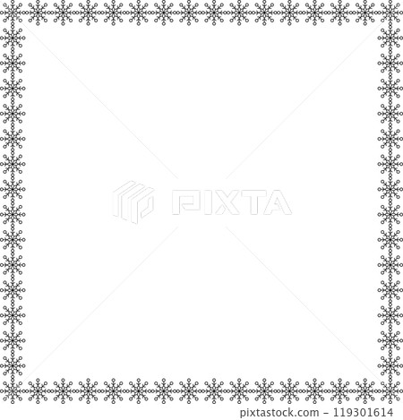 Snowflake square frame. Winter snowflake round border. 119301614