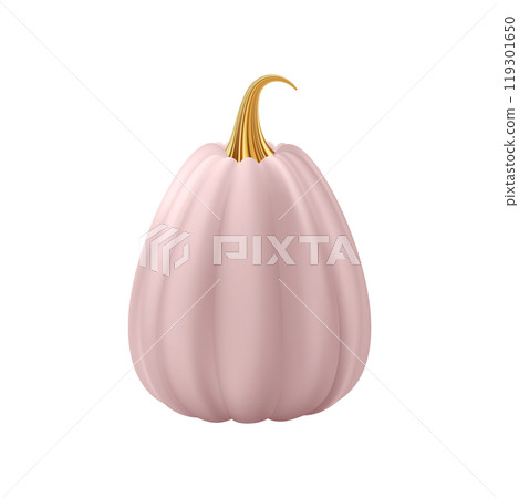 3d realistic pumpkin. Pink pumpkin with golden stem 119301650