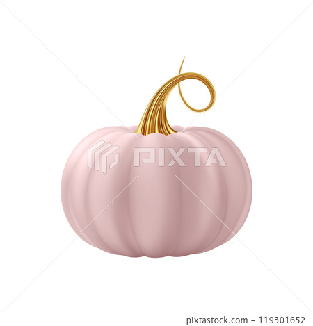3d realistic pumpkin. Pink pumpkin with golden stem 3d realistic pumpkin. Pink pumpkin with golden stem 119301652