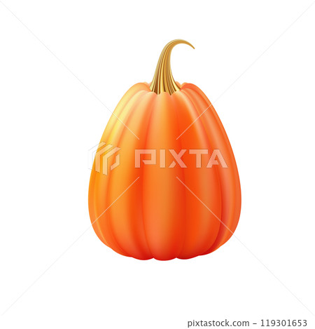 3d realistic pumpkin. Orange pumpkin with golden stem. 3d realistic pumpkin. Orange pumpkin with golden stem. 119301653