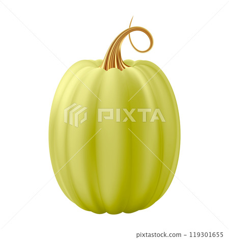 3d realistic pumpkin. Green pumpkin with golden stem. 3d realistic pumpkin. Green pumpkin with golden stem. 119301655