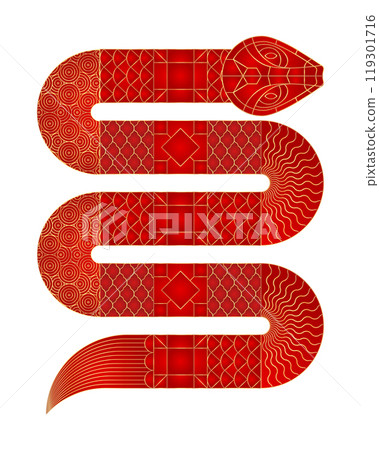 Outline geometric Snake. Chinese new year 2025 symbol. Outline geometric Snake. Chinese new year 2025 symbol. 119301716