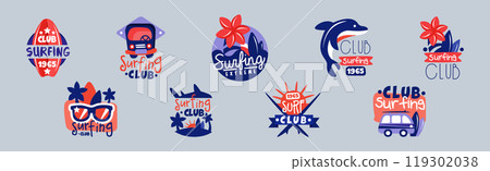 Extreme Surf Club Badge and Logo Design Vector Set Extreme Surf Club Badge and Logo Design Vector Set 119302038