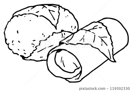 Sakuramochi set of two line drawings 119302330