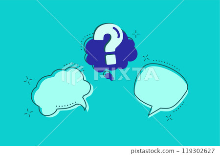 Question mark icon. Help symbol. FAQ sign on background. 119302627