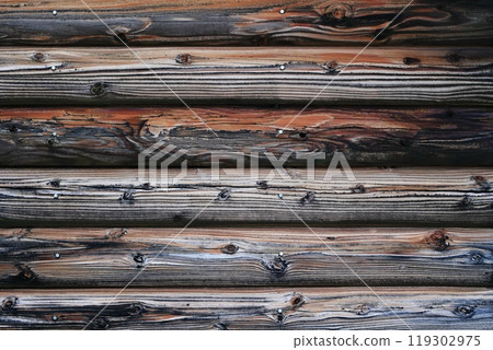 老木屋風化灰色原木背景材料 119302975