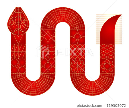 Outline geometric Snake. Chinese new year 2025 symbol. Outline geometric Snake. Chinese new year 2025 symbol. 119303072