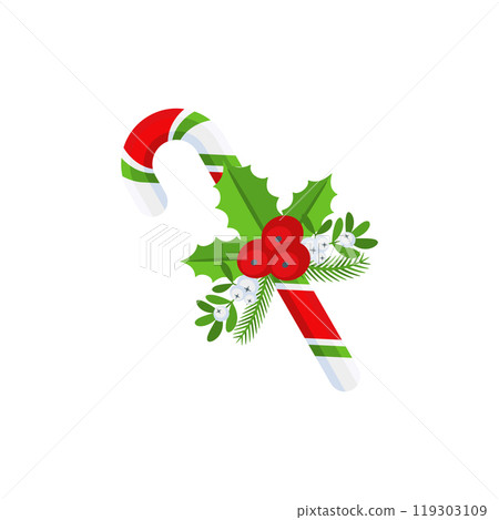 Christmas Candy Cane. Design element for door wreath 119303109