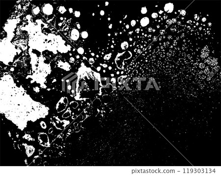 Rusty grunge texture. Aggressive damaged surface. Black white background. 119303134