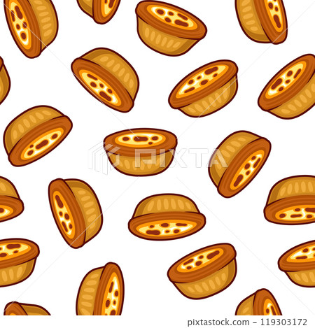 Portuguese Dessert Pastel de Nata Seamless Pattern. Vector Portuguese Dessert Pastel de Nata Seamless Pattern. Vector 119303172