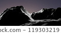 3d render illustration A mountain range is shown in black and white with a purple sky in the background 119303219