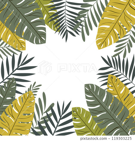 Tropical leaves frame background border green leaf Tropical leaves frame background border green leaf 119303225