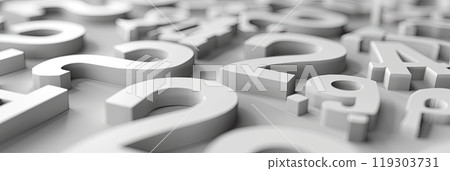 A black and white photo shows a stack of letters and numbers 119303731