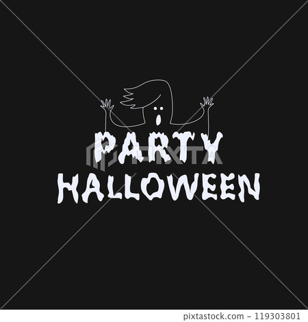 Party Halloween logo ghost. Vector element for horror holiday design. Party Halloween logo ghost. Vector element for horror holiday design. 119303801