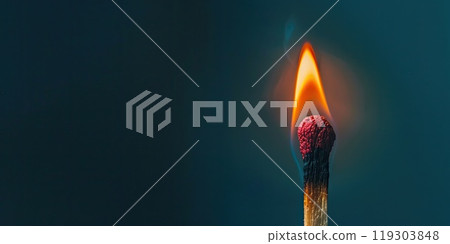 A close up of a lit match with smoke billowing...-插圖素材 [119303848 ...