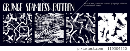Creative grunge seamless patterns drawn by hand with a brush 119304530