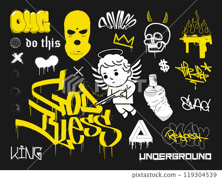 Street underground elements. Street lettering art 119304539