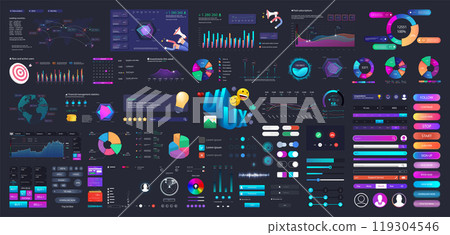 Web, UI, UX graphic elements set for mobile app, dashboard, web design 119304546
