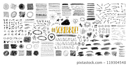 School board, children's doodles and scribble in hand drawn style School board, children's doodles and scribble in hand drawn style 119304548