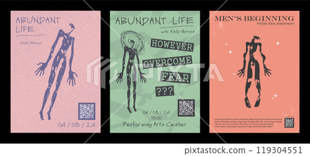 Mental health, session with a psychologist, seminar, set of graphic banners 119304551