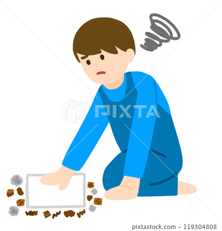 A man who is troubled by dirty floors 119304808