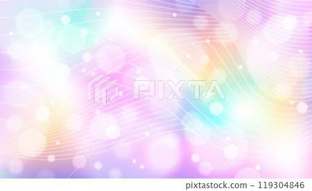 Soft unicorn bokeh gradient with bokeh effect. Cute fairytale abstract horizontal backdrop. Stock vector illustration in realistic cartoon style. 119304846