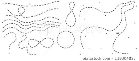 Set of different Ant trail . Insect path Stock vector illustration isolated on white background in flat simple style. 119304853
