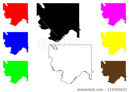 Jefferson County, Oklahoma State (U.S. county, United States of America, USA, U.S., US) map vector illustration, scribble sketch Jefferson map 119305622