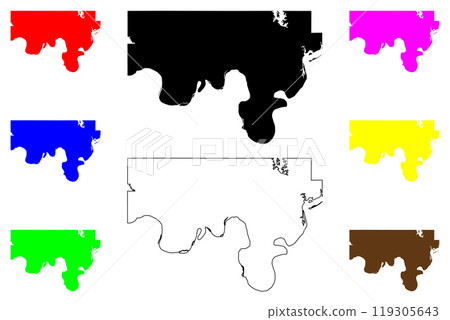 Love County, Oklahoma State (U.S. county, United States of America, USA, U.S., US) map vector illustration, scribble sketch Love map 119305643