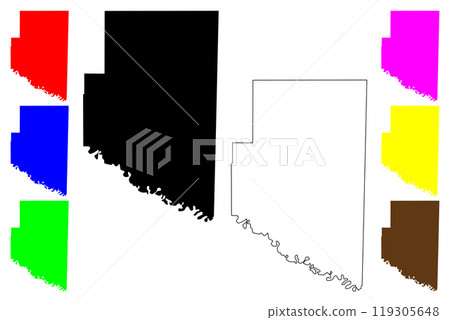 McCurtain County, Oklahoma State (U.S. county, United States of America, USA, U.S., US) map vector illustration, scribble sketch McCurtain map 119305648