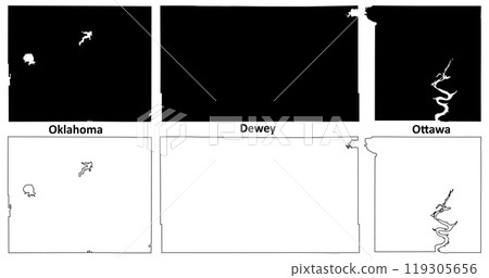 Ottawa, Dewey and Oklahoma County, Oklahoma State (U.S. county, United States of America, USA, U.S., US) map vector illustration, scribble sketch map Ottawa, Dewey and Oklahoma County, Oklahoma State (U.S. county, United States of America, USA, U.S., US) map vector illustration, scribble sketch map 119305656