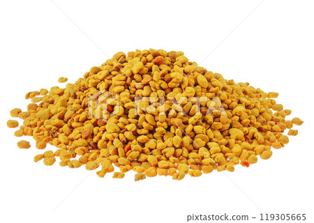 Bee pollen grains isolated on white background 119305665