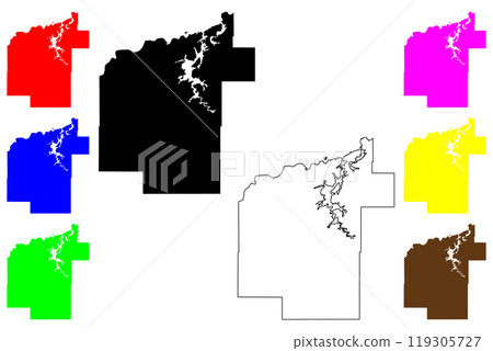 Pittsburg County, Oklahoma State (U.S. county, United States of America, USA, U.S., US) map vector illustration, scribble sketch Pittsburg map 119305727